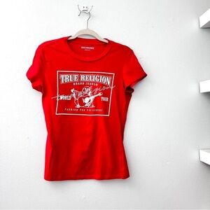 True Religion Embellished Red Fitted Short Sleeve T-Shirt Medium
